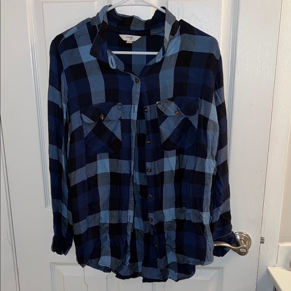 Terra & Sky Blue Plaid Button Down Shirt